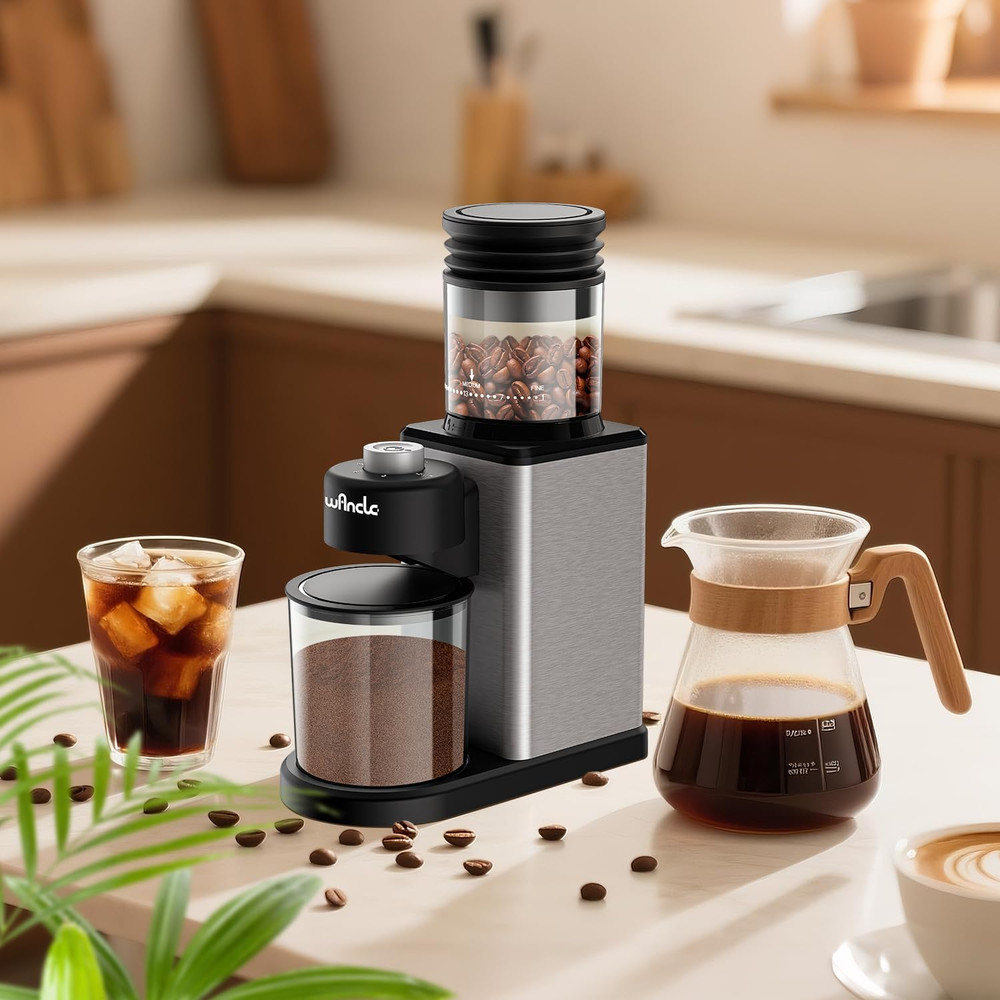 Conical Burr Coffee Grinder Electric - 200W Compact Automatic Coffee Bean Grinde