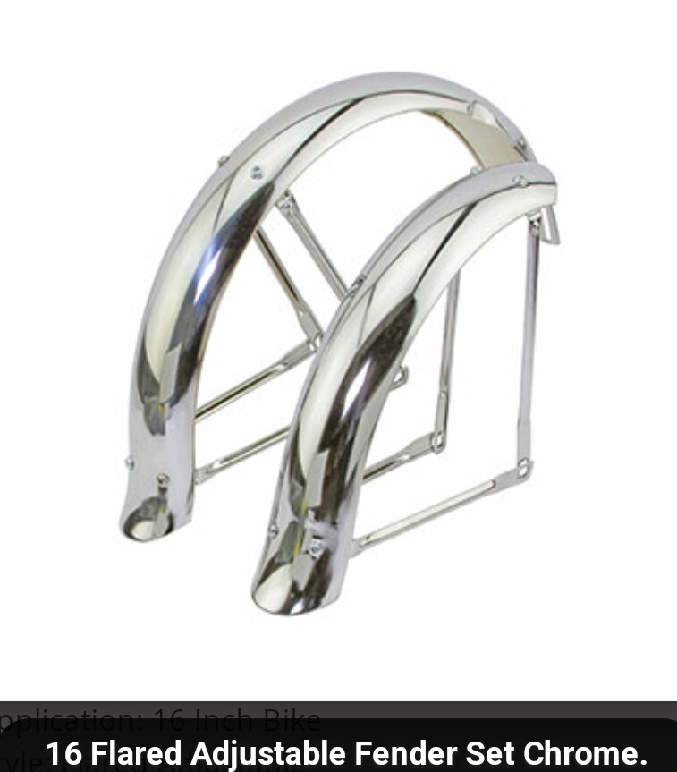 NEW CHROME FENDER SET 16" BICYCLES (DUCKTAIL) WITH HARDWARE,SCHWINNS, PIXIE
