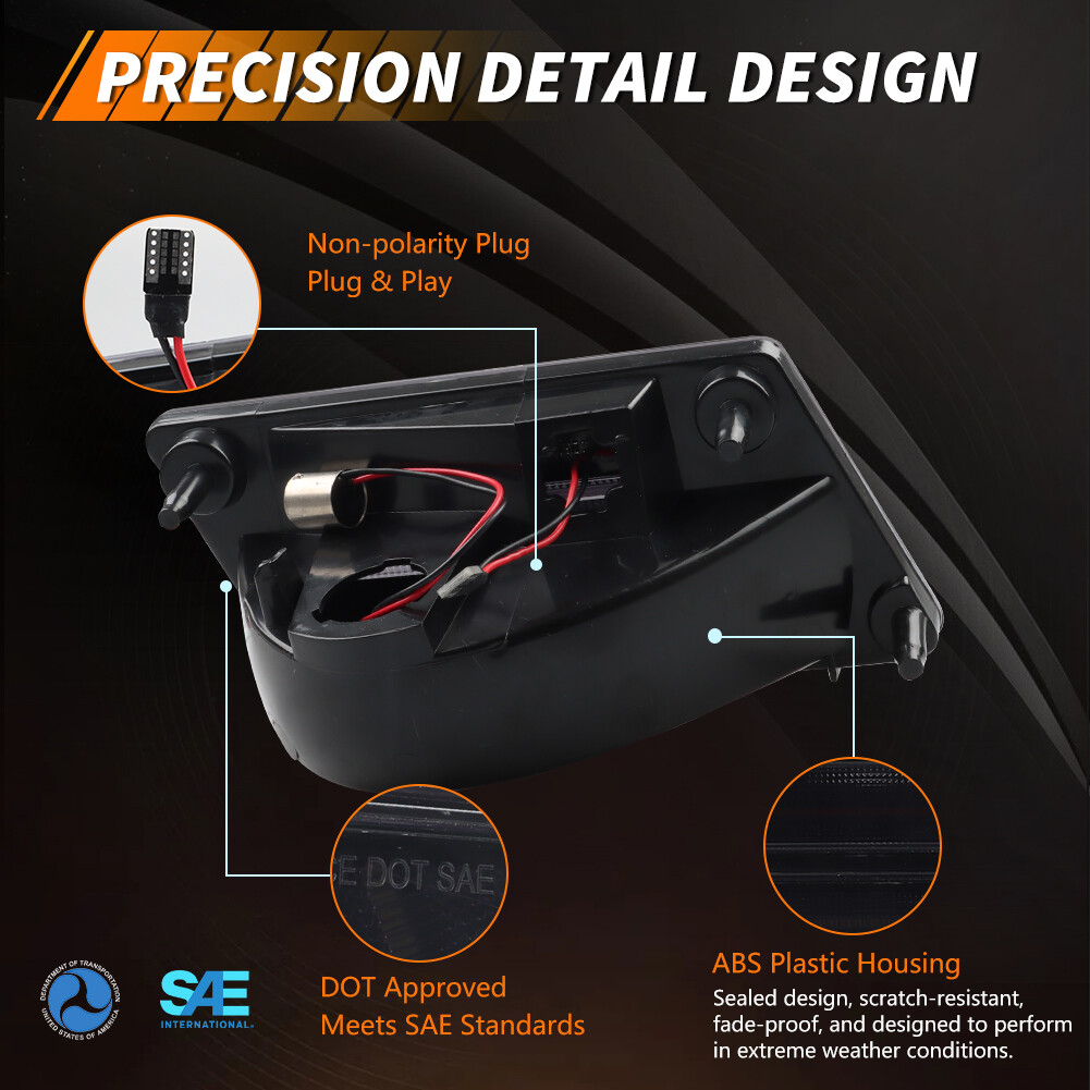 2X Smoked Dynamic LED Front Turn Signal Side Marker Lights For 80-82 Corvette C3