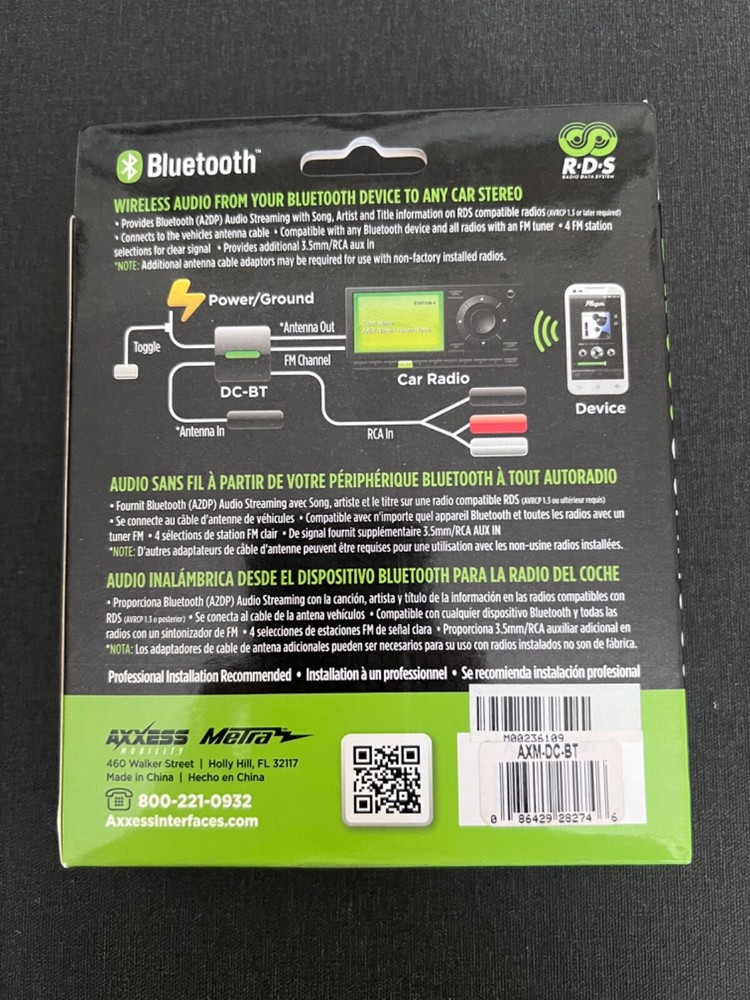 Axxess Mobility Direct Connect Bluetooth Wireless Audio Transmitter axm-dc-bt