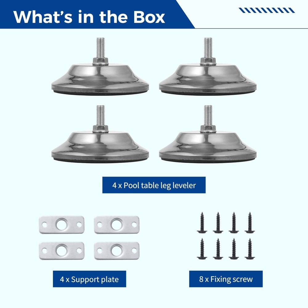 4pcs Pool Table Leg Levelers, 5-Inch Billiard Table Leg Leveling Risers, Adju...