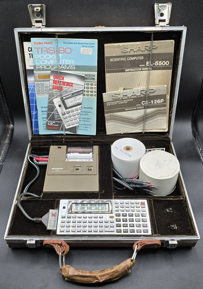 Sharp EL-5500 Scientific Pocket Computer & Sharp CE-126P Printer Interface RARE