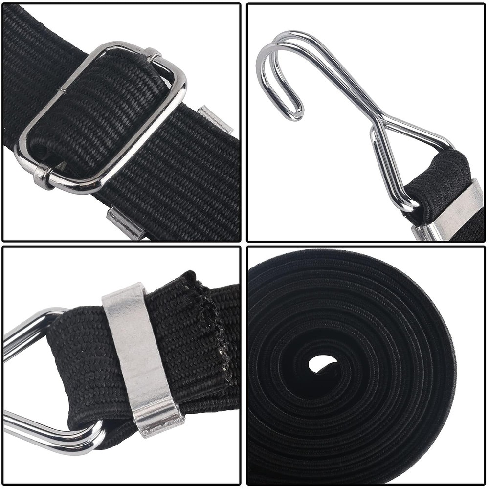 2Pack Flat Bungee Cords with Hooks, 40in/120in Adjustable Elastic Bungee Stra...