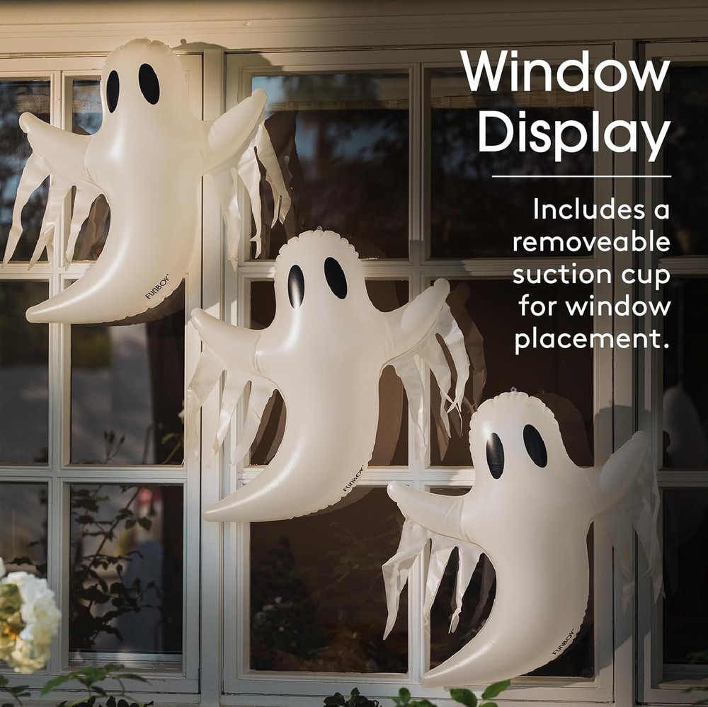 Hanging Ghost Halloween Décor (3 Pack) – Includes Suction Cups & Hangers