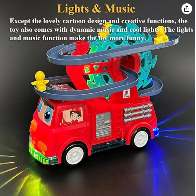 2 in 1 Fire Engine Slide Toy, Automatic Duck with Universal Wheel, Movable Eyes