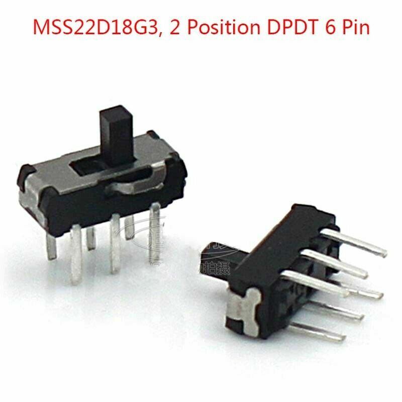 2 Position ON-OFF DPDT 2P2T 6 Pin PCB Panel Vertical Slide Switch Microswitch