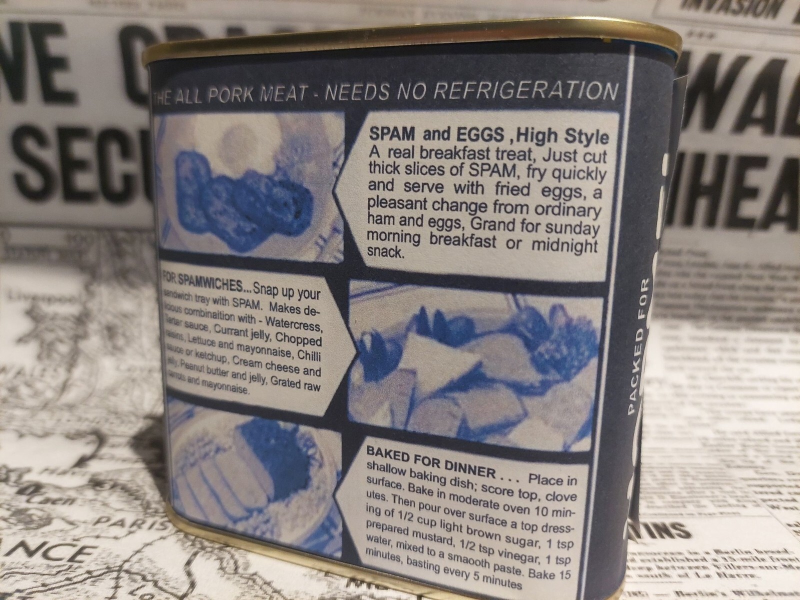 WW2 Spam Lend Lease Home Front reproduction labels - 4 labels