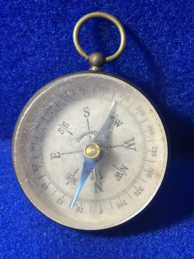 VINTAGE BRASS WEST GERMANY POCKET COMPASS