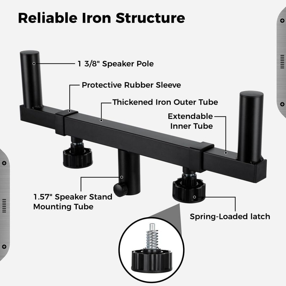 2 Pcs Dual Speaker Pole Mount Heavy Duty Single Fork Bracket As Shown
