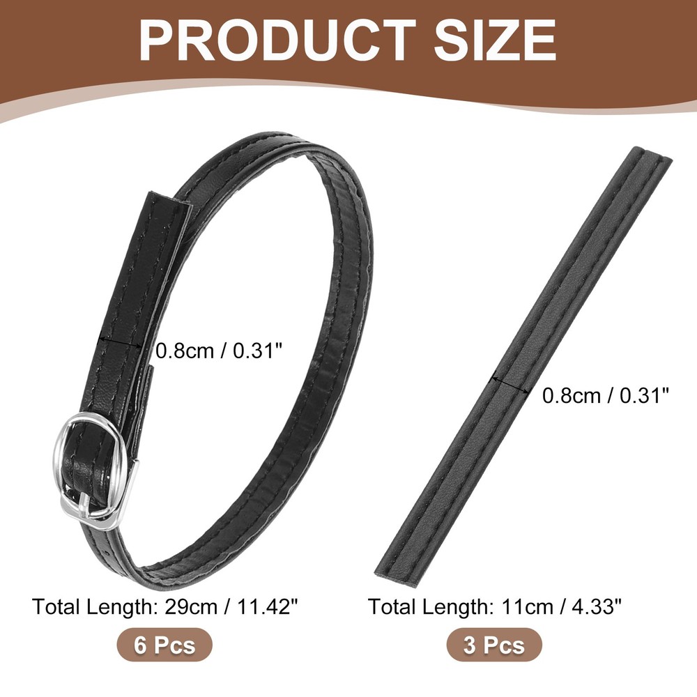 3 Pair Replacement Ankle Strap for Heels Leather Shoe Band, Matte Black