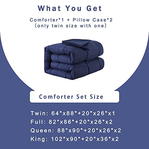 Comforter Set -All Season Bedding Comforters Sets with 2 Pillow Queen Blue