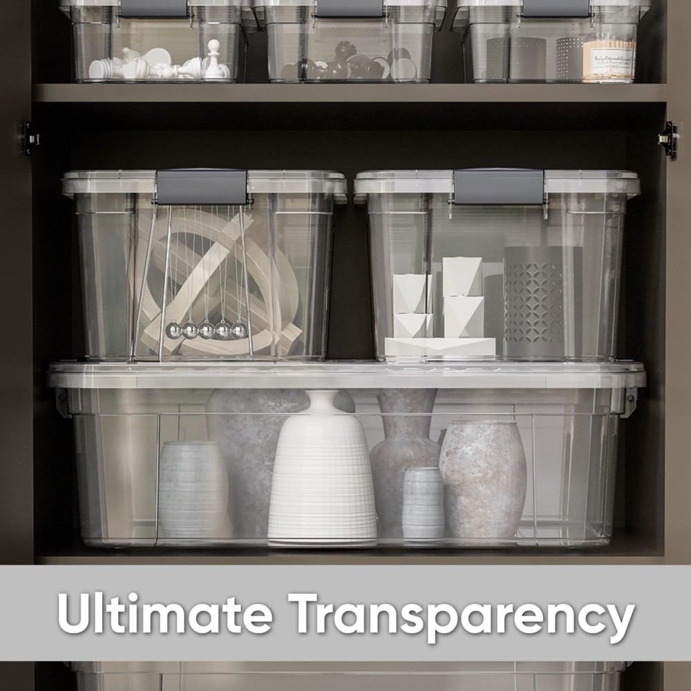 Superio Clear Storage Box with Lid, 13.7 Quart Plastic Quart,