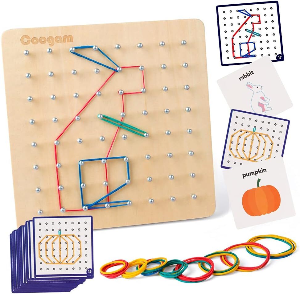 Wooden Geoboard Mathematical Manipulative Material Array Block–Pattern Card,Band