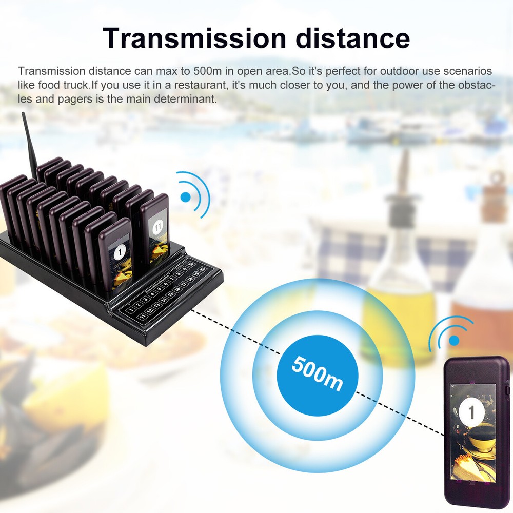 Retekess T111 Restaurant 20 Coaster Wireless Paging Queuing Calling System Cafes