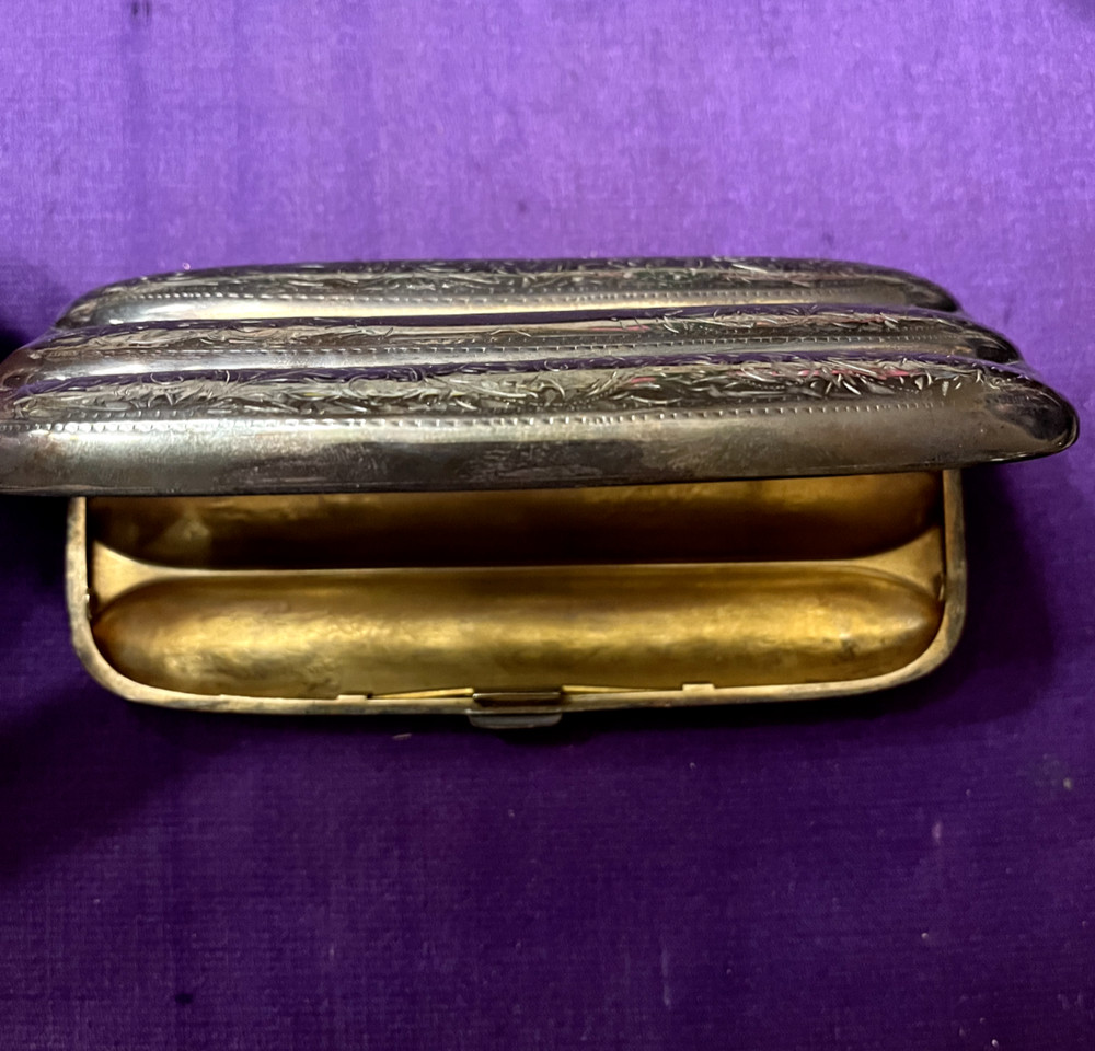 Antique Sterling Silver Fluted Cigar Case