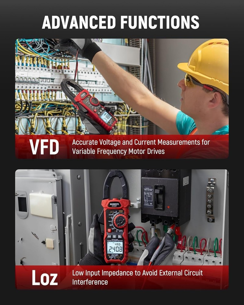 Inrush Digital Clamp Meter 1000A with Backlit; Multimeter TRMS 6000 Counts, A...