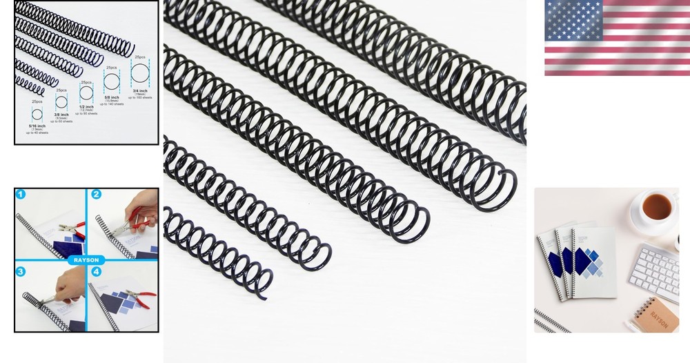 High-Volume Black Binding Coils Pack – 125 Mixed Sizes for Document Organization