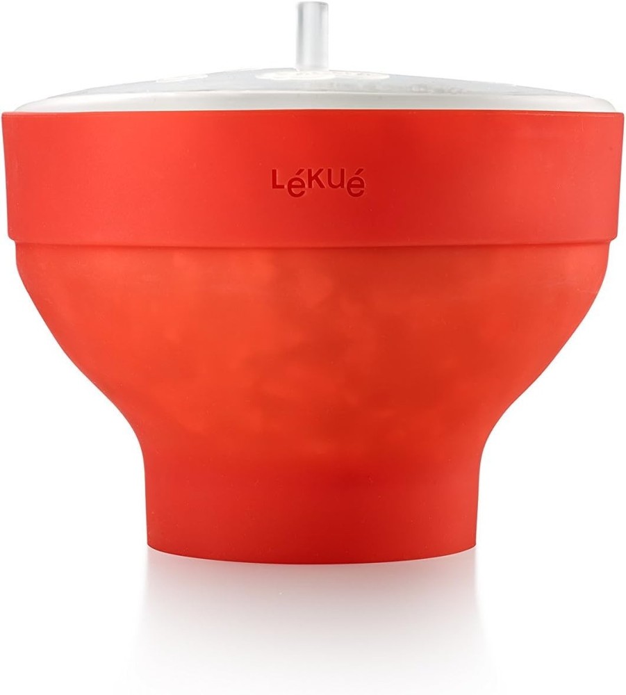 Red Collapsible Microwave Popcorn Maker 2-3 Servings Fast & Healthy