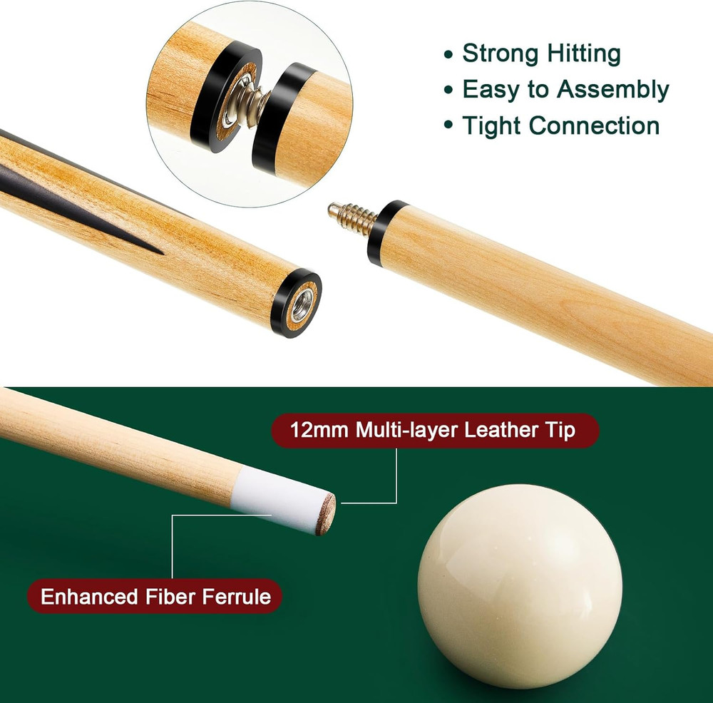 Complete 55-Piece Pool Table Accessory Set with Billiard Balls & Cues