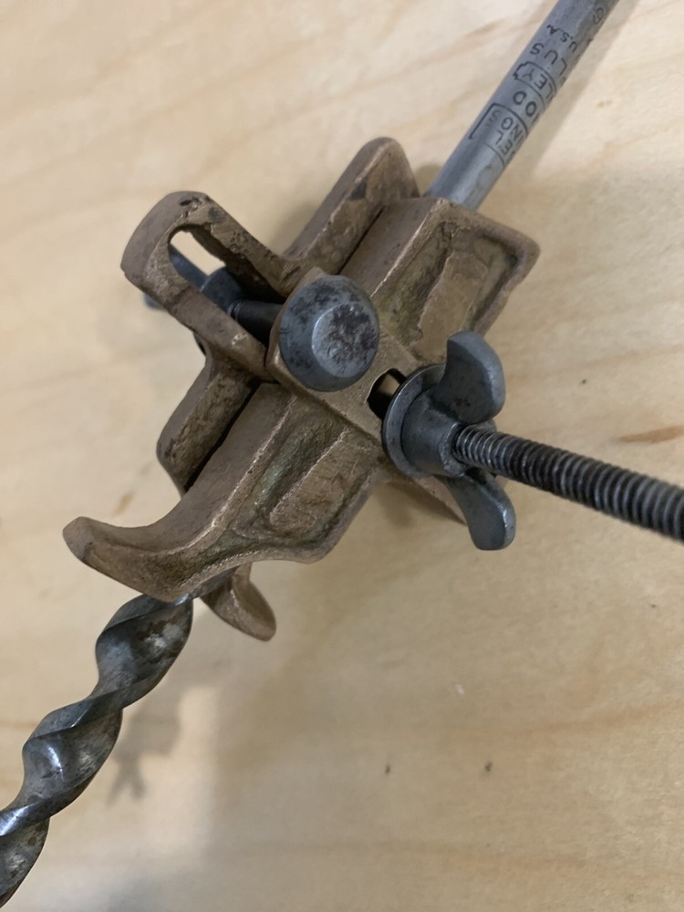 Vintage Stanley N0.49 Bronze Adjustable Auger Bit Gauge Solid Bronze.