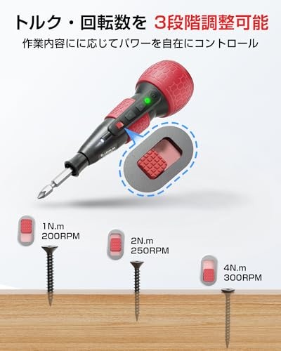 Yacooda Compact Powerful Electric Screwdriver with 3 Torque Settings High