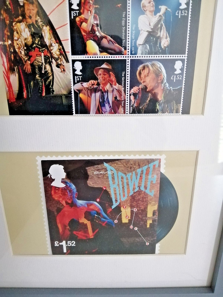 David bowie triple royal mail postcards framed