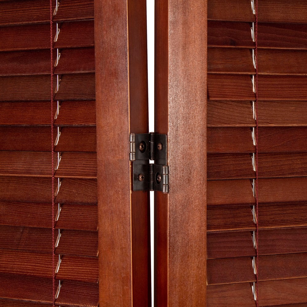 6 ft. Tall Adjustable Shutter Room Divider Walnut 3 Panel