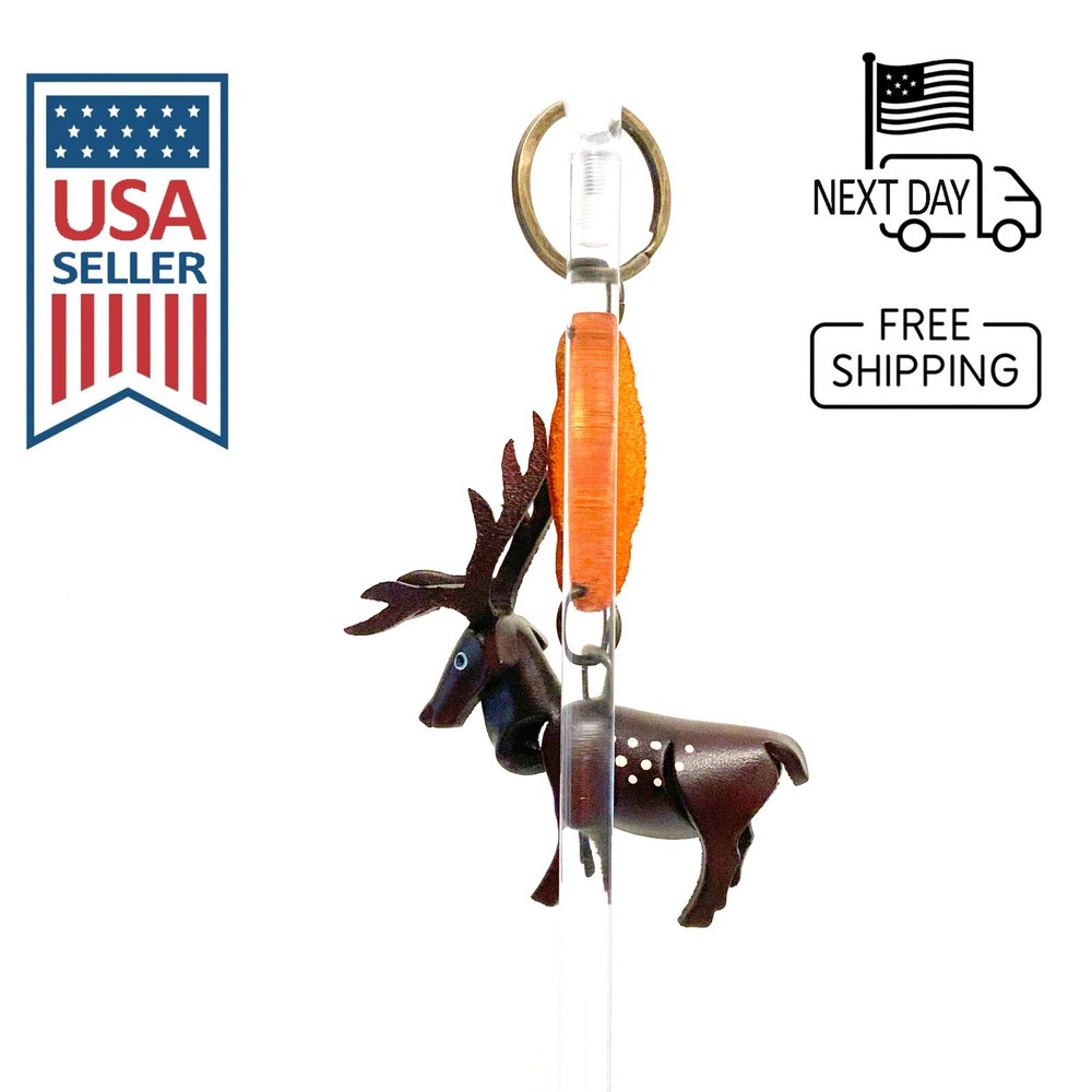 Sika Deer (Brown) Handmade Leather Keyring