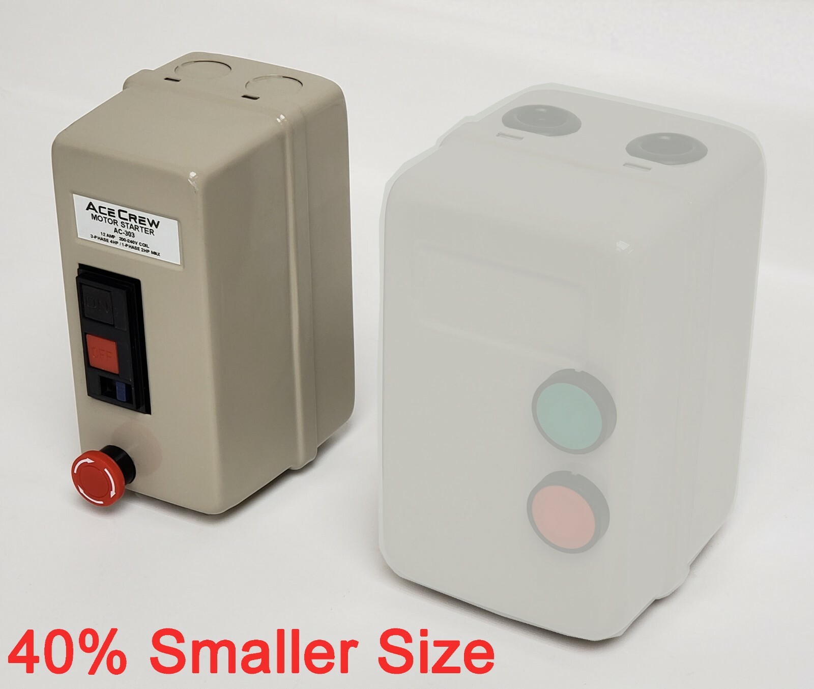 Mini Magnetic Motor Starter 200-240V Coil 3-Phase 4HP or Single-Phase 2HP AC-303