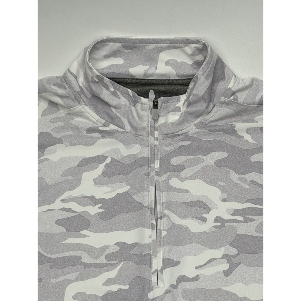 Johnnie-O Mens Grey Camo Performance Quarter Zip Pullover Size M Golf Activewear