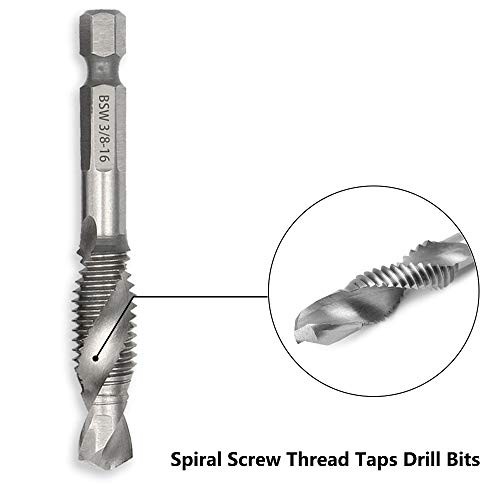 Drill tap combination bit set hex shank six piece
