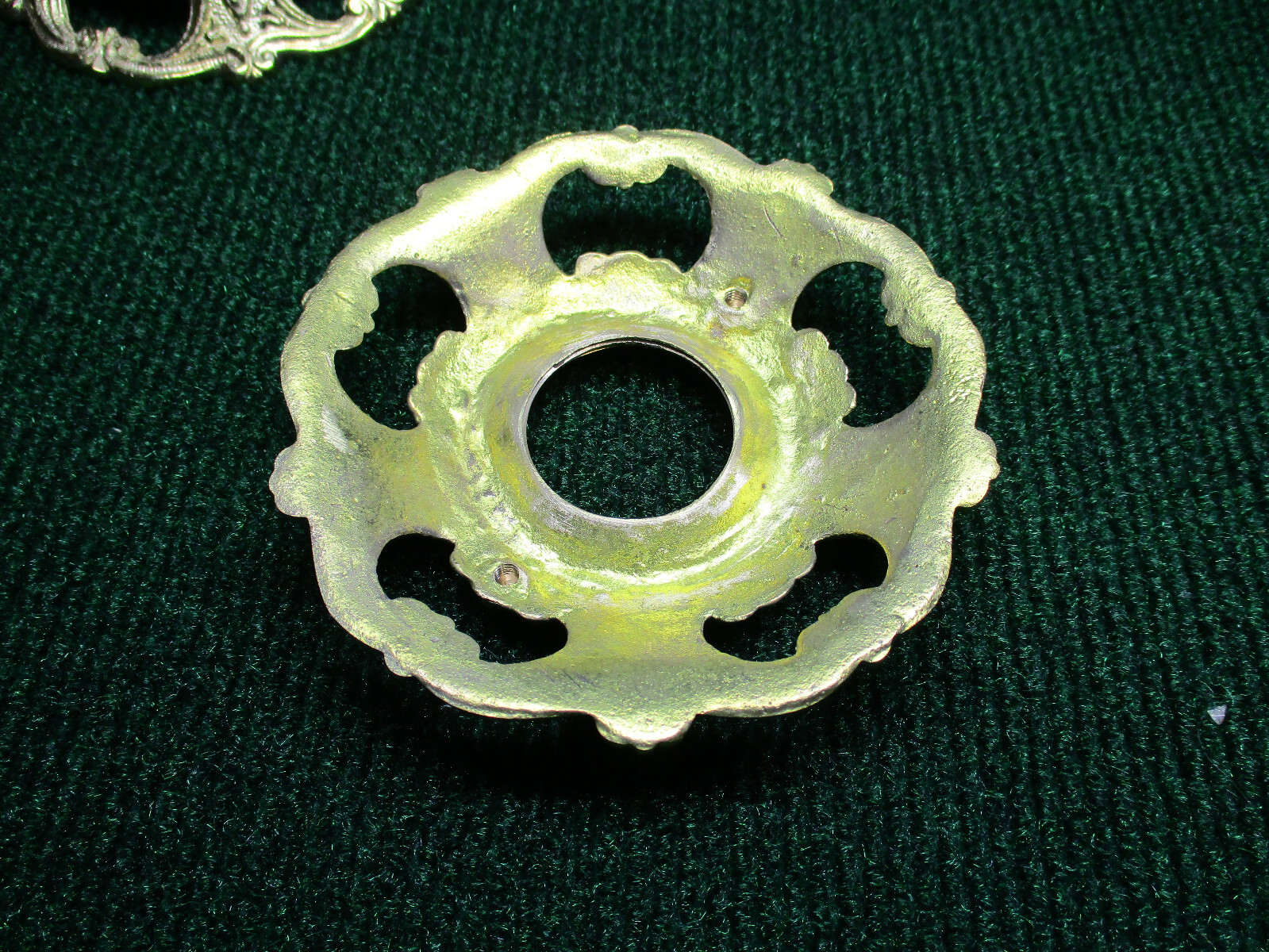 ONE LARGE THREADED BRASS BOBECHE 4" DIAMETER with 1 1/4" CENTER