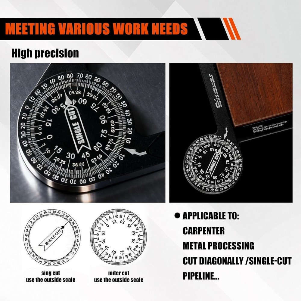 7 Inch Aluminum Miter Saw Protractor High-Precision Angle Measuring Tool for ...