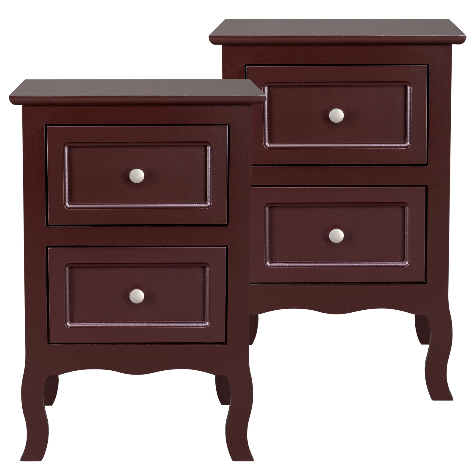 Lot 2 Nightstands Wood Bedside Table End Table w/2 Drawers Bedroom Furniture