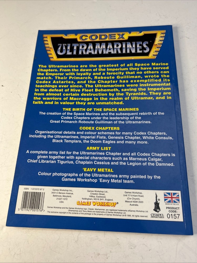 Warhammer 40k 2nd Edition Ultramarines Codex Book 1995 Excellent Condition OOP