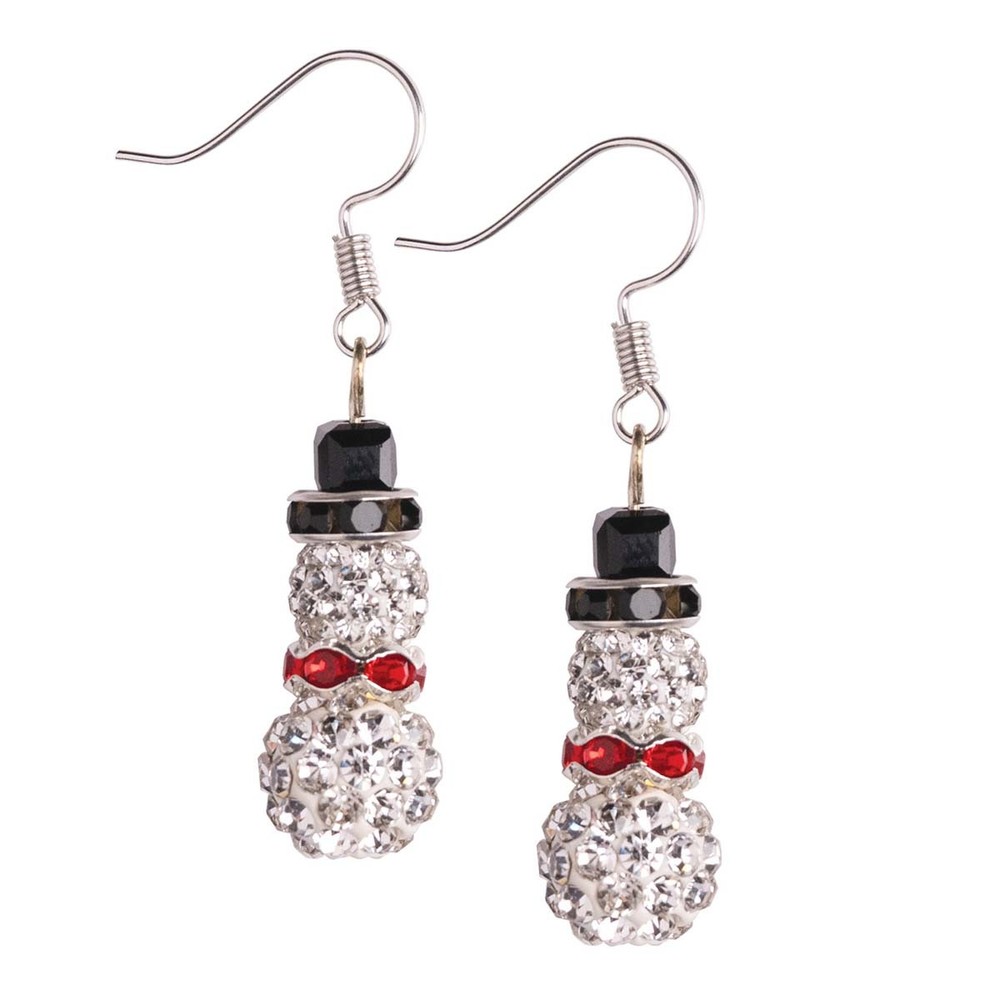 Solid Oak Rhinestone Snowman Earrings Beading Kit