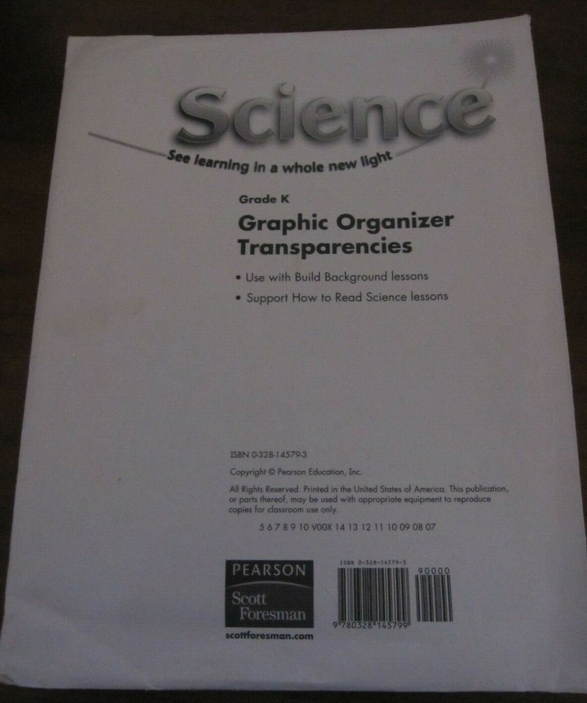 Pearson Science Graphic Organizer Transparencies Grade K