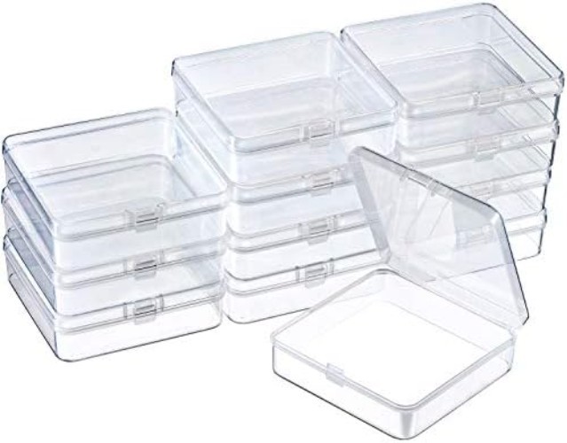 Small Plastic Containers with Hinged Lid - 24 Pack
