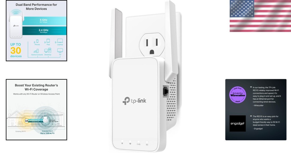 AC1200 WiFi Range Extender - EasyMesh Compatible with Up to 1500 Sq.ft Coverage