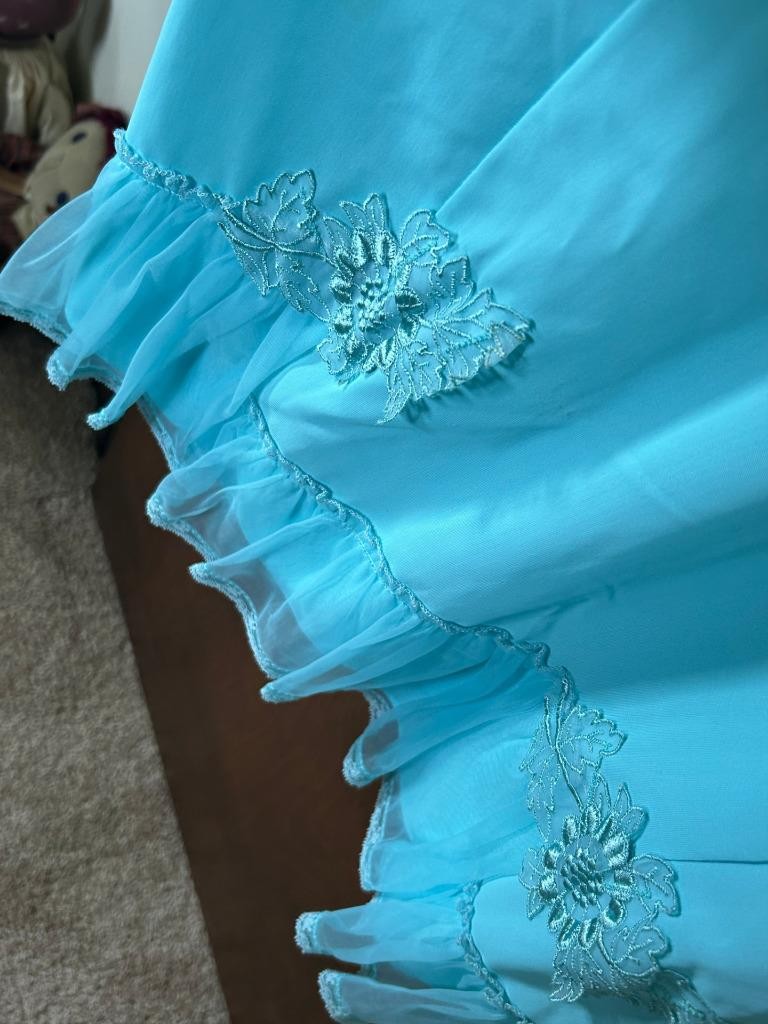 Vintage Carol Brent Womens Midi Slip Dress, Aqua. Size 36