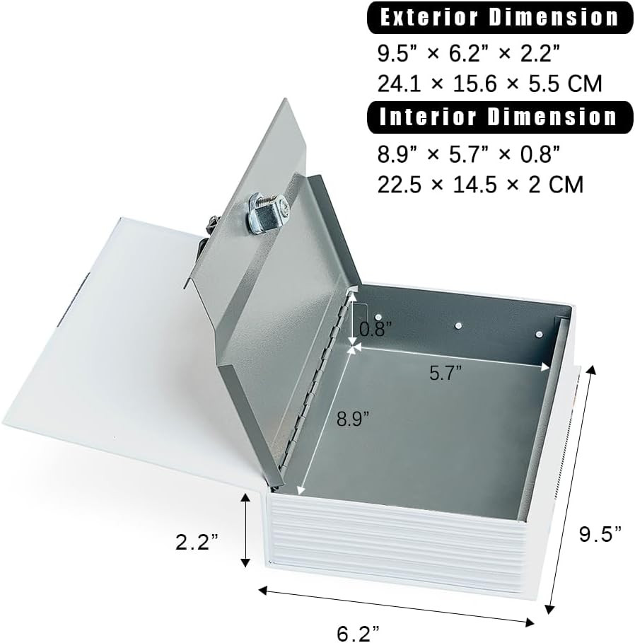 Diversion Book Safe Storage Box (Size 9.5"×6.2"×2.2") with Security Combination