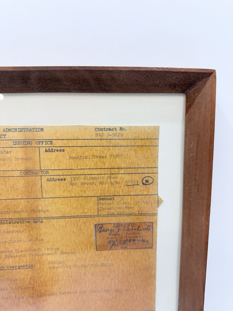 ORIGINAL NASA APOLLO CONTRACT With BENDIX CORP dated 1966 APOLLO LUNER SPACE ✅📝