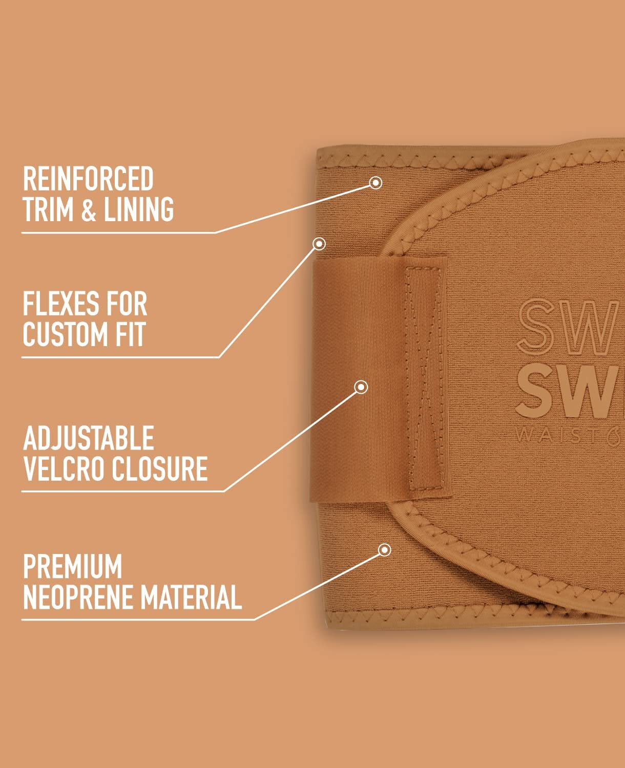 Sweet Sweat Waist Trimmer - Toned Clay Medium (41 x 8in) - Wash Bag Included