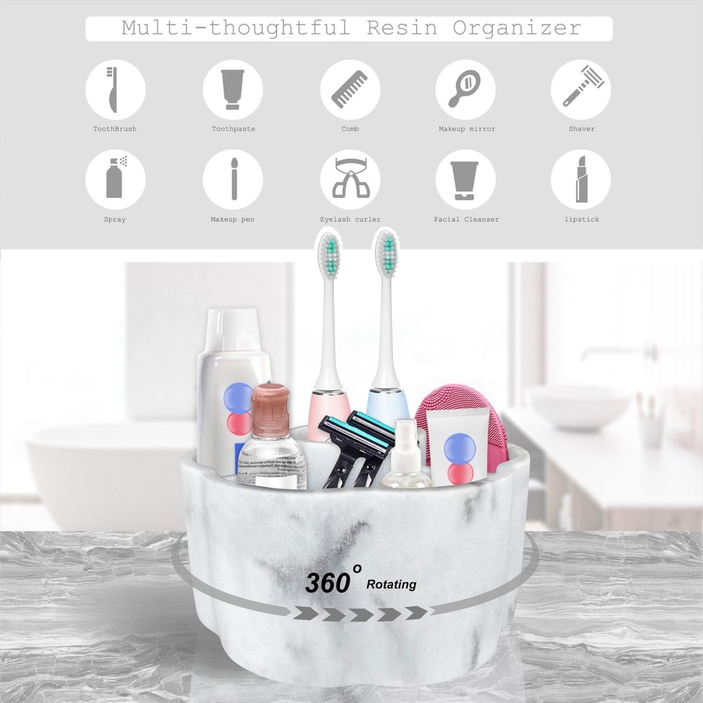 MULTI-PURPOSE COSMETIC CAROUSEL BEAUTY ORGANIZER white marble