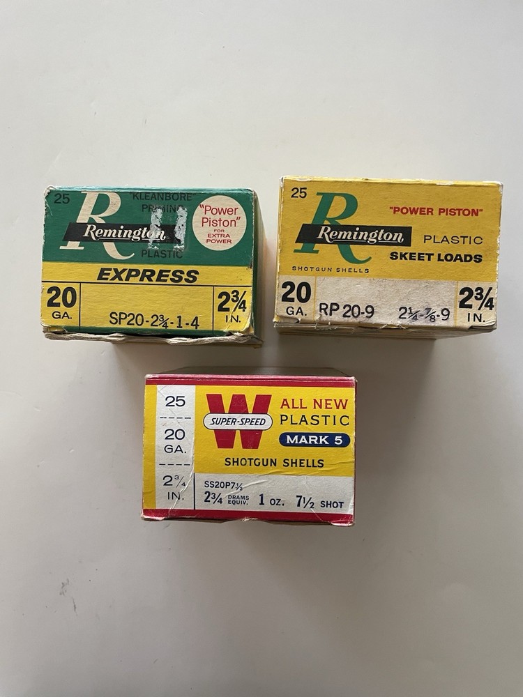 Three Empty Vintage 20 Gauge Shot Gun Shell Boxes
