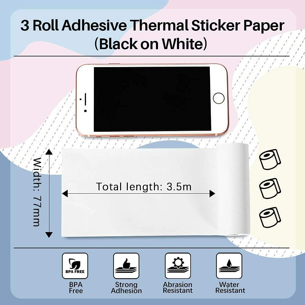 Phomemo 80mm White Square Adhesive Thermal Paper Sticker for Phomemo M03 Printer