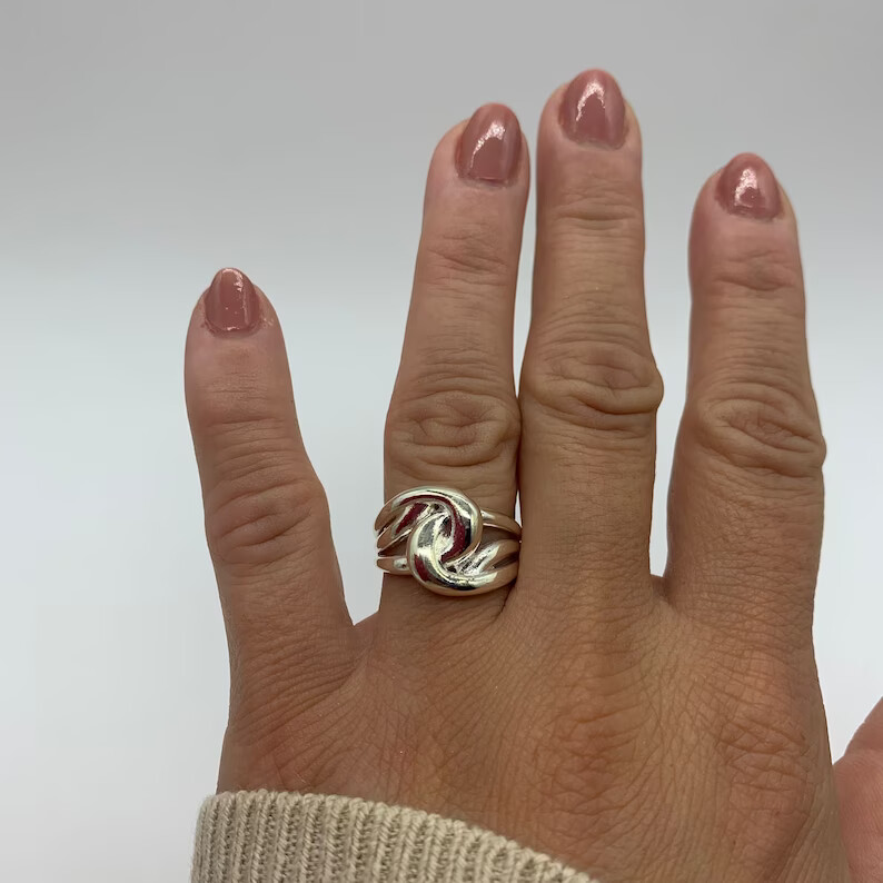 Knot Thumb 925 Sterling Silver Wide Band& Statement Ring Handmade Ring All size