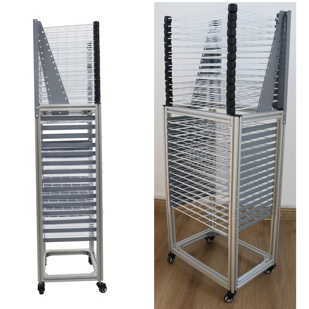 TECHTONGDA 30Layer Ground-placed Movable Push and Flip-open Drying Rack W/ Wheel