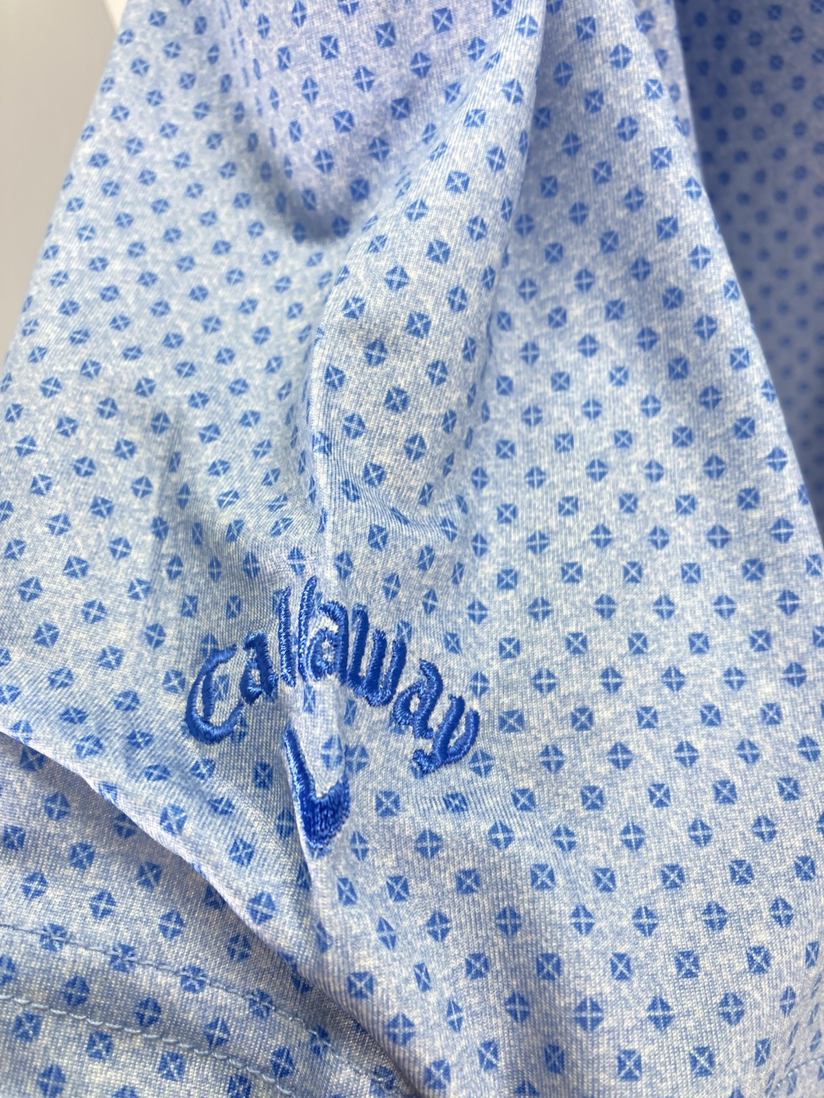 Callaway Performance Polo Golf Shirt Men Sz 2XL Blue Geometric Short Sleeve NWOT