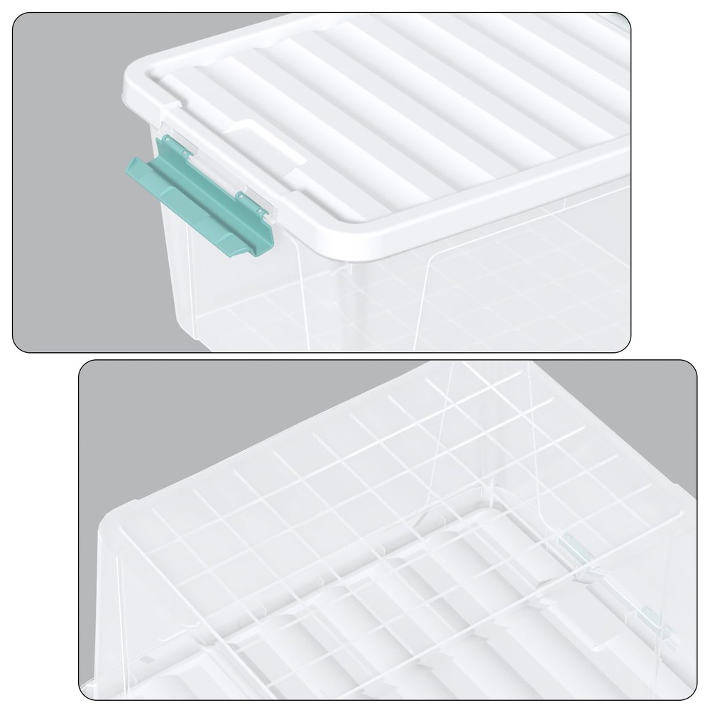 6-Pack 35 Quart Plastic Storage Bin with Lid, Clear Latching Container Box